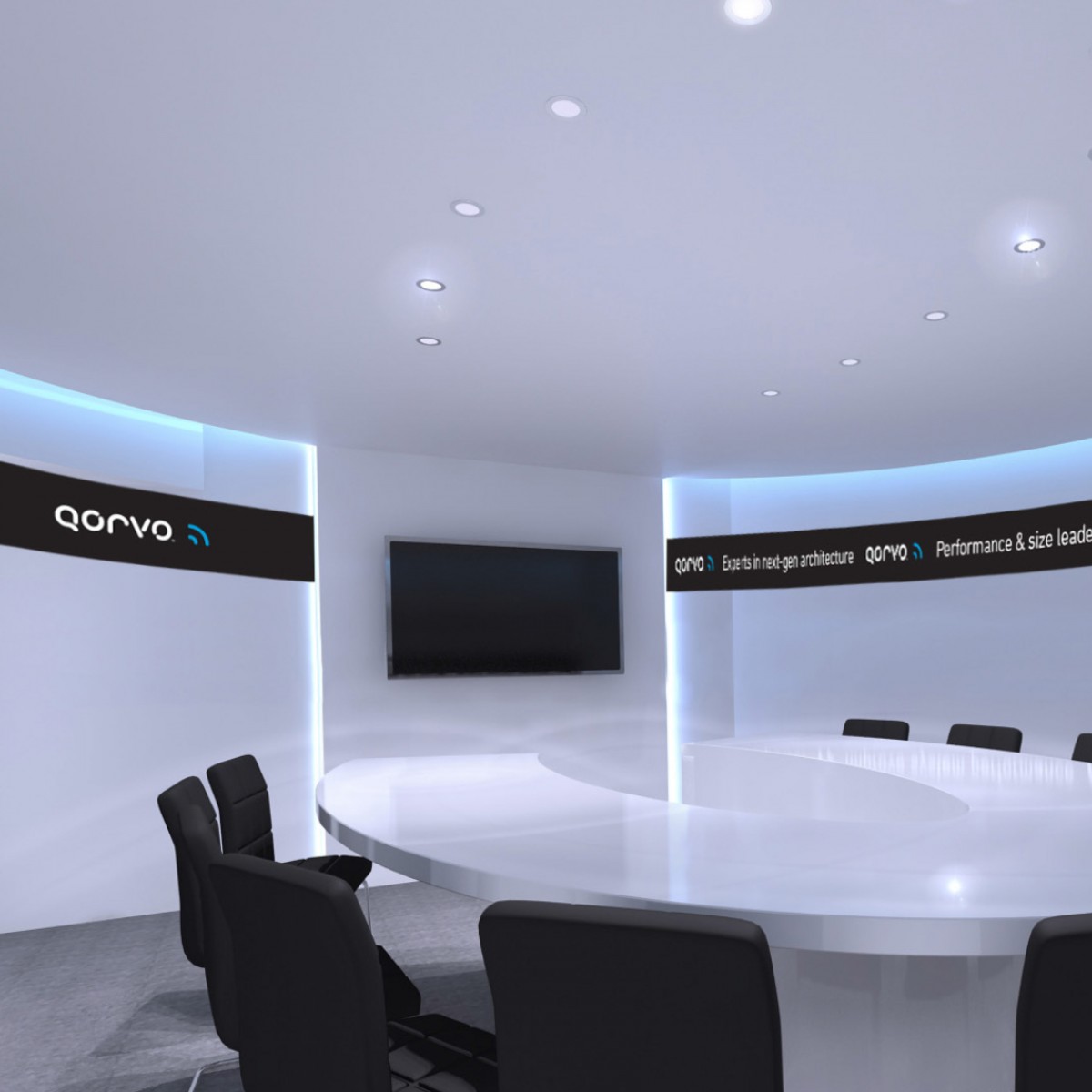 Qorvo Mobile World Congress booth conference room