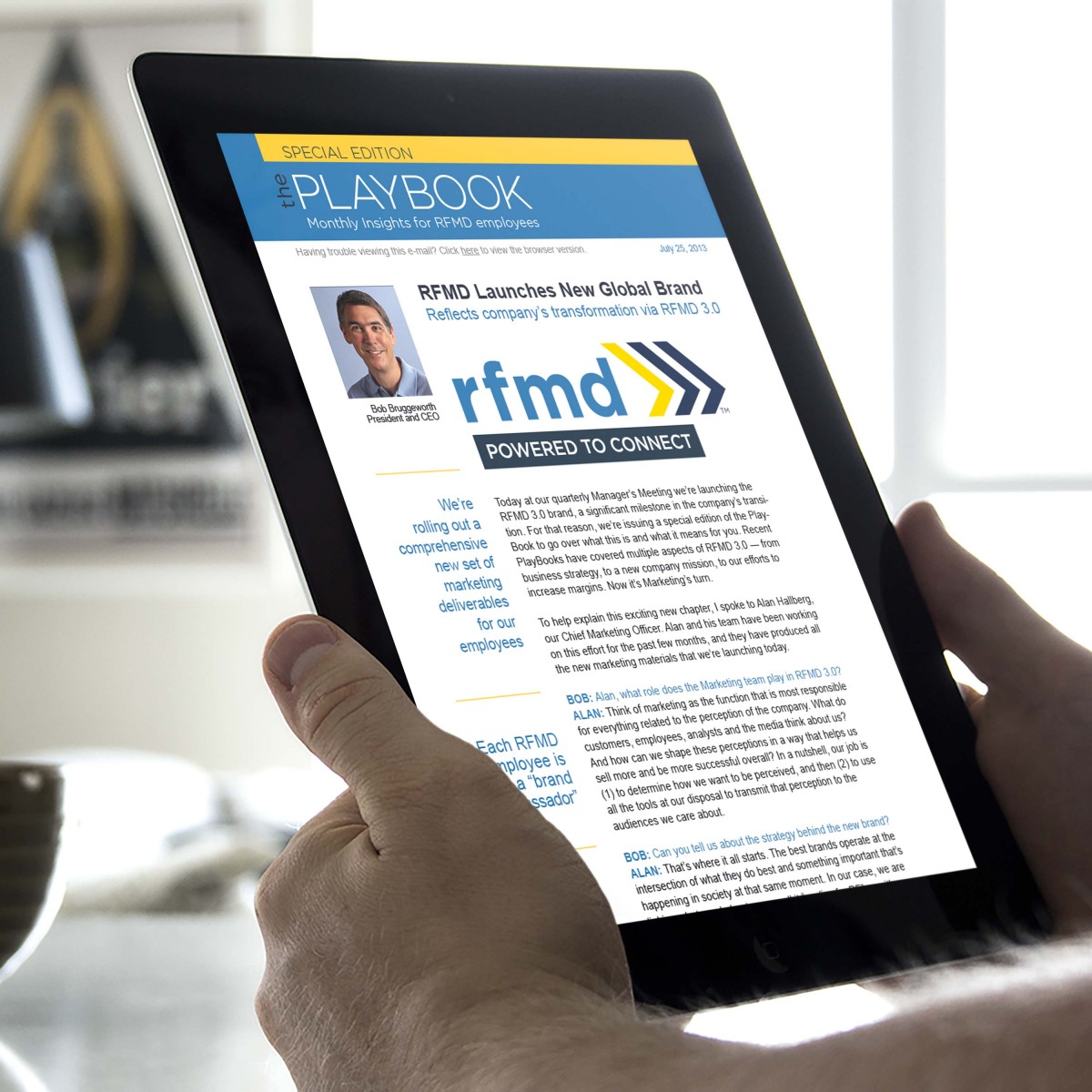 RFMD e-newsletter on tablet